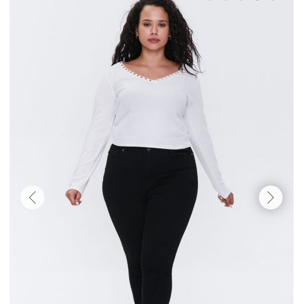 Forever 21 Button-Trim Ribbed Top